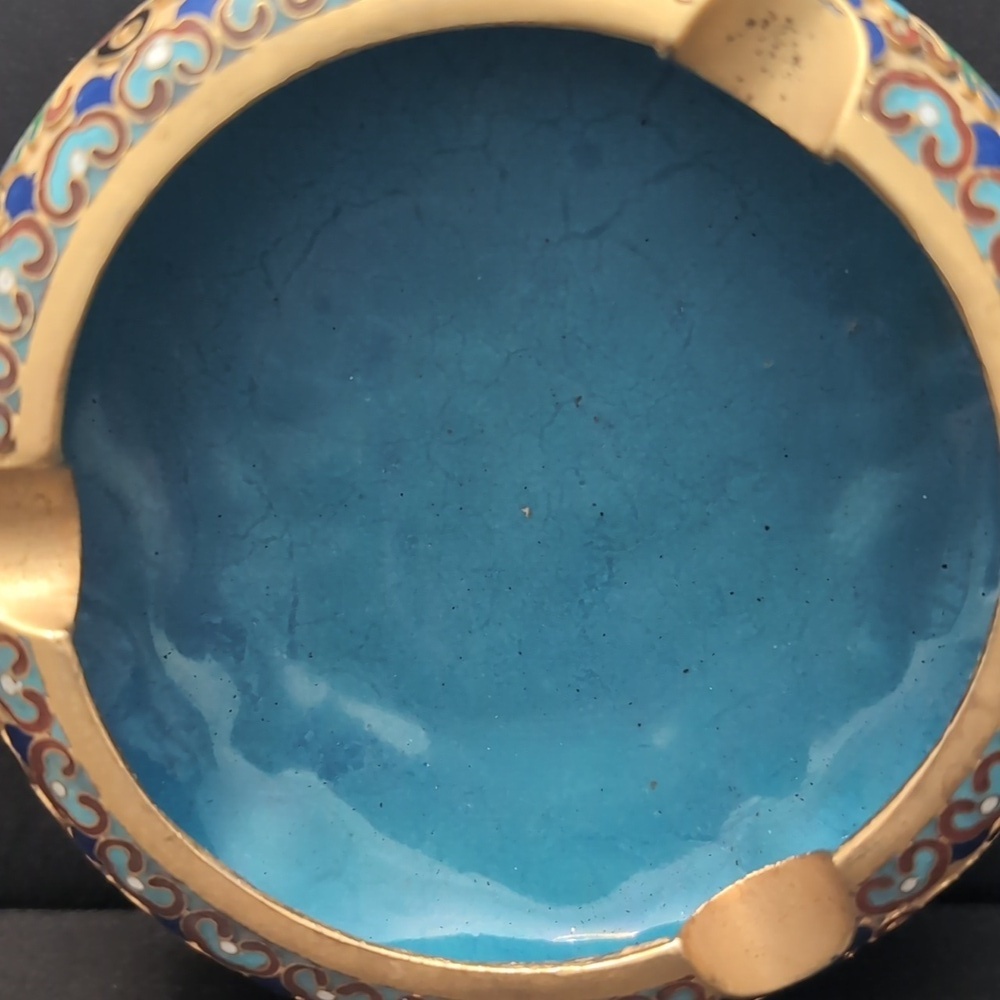 VGT, Cloisonne Multicolored Ashtray . - Picture 3 of 9